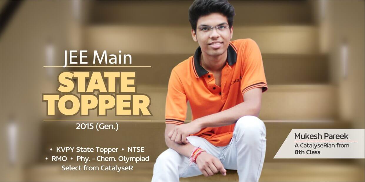 JEE main state topper Mukesh Pareek at Catalyser coaching